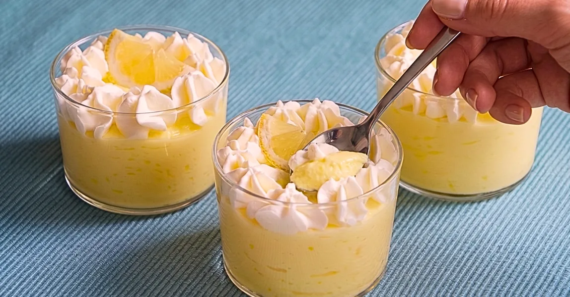 Lemon mousse dessert cups with whipped topping